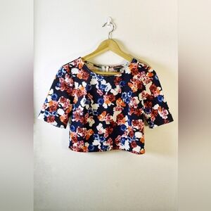Express Multicolor Floral Crop Top, Sz Small